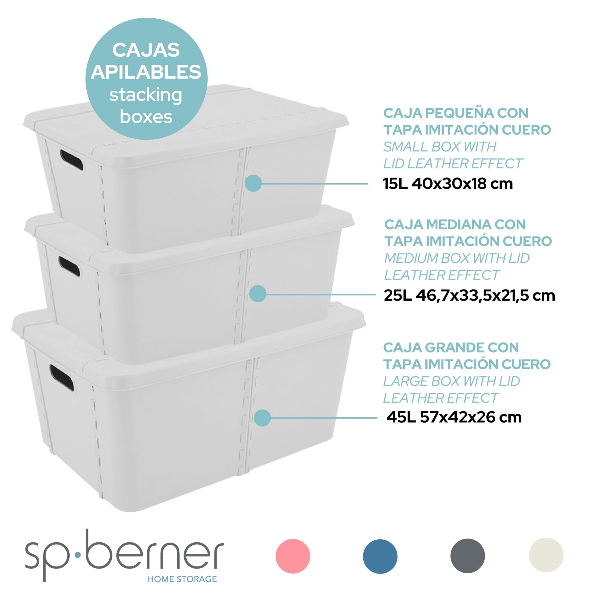 Caja de almacenaje con tapa gris claro