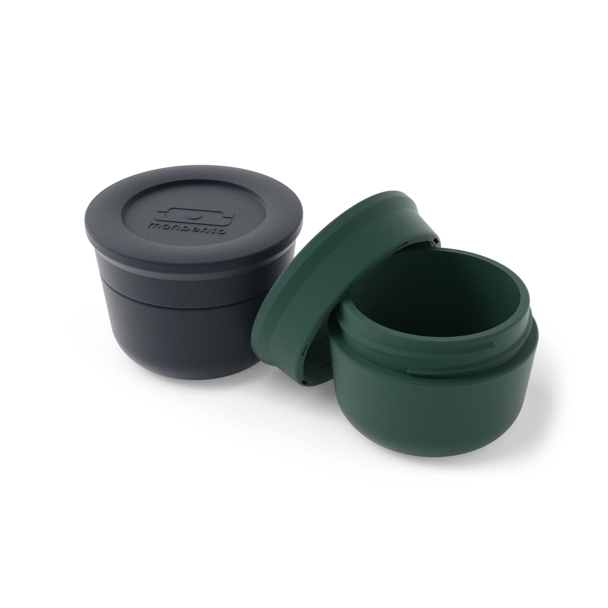 Set repas lunch box 2 étages 1L vert/noir + couverts + récipients à sauce