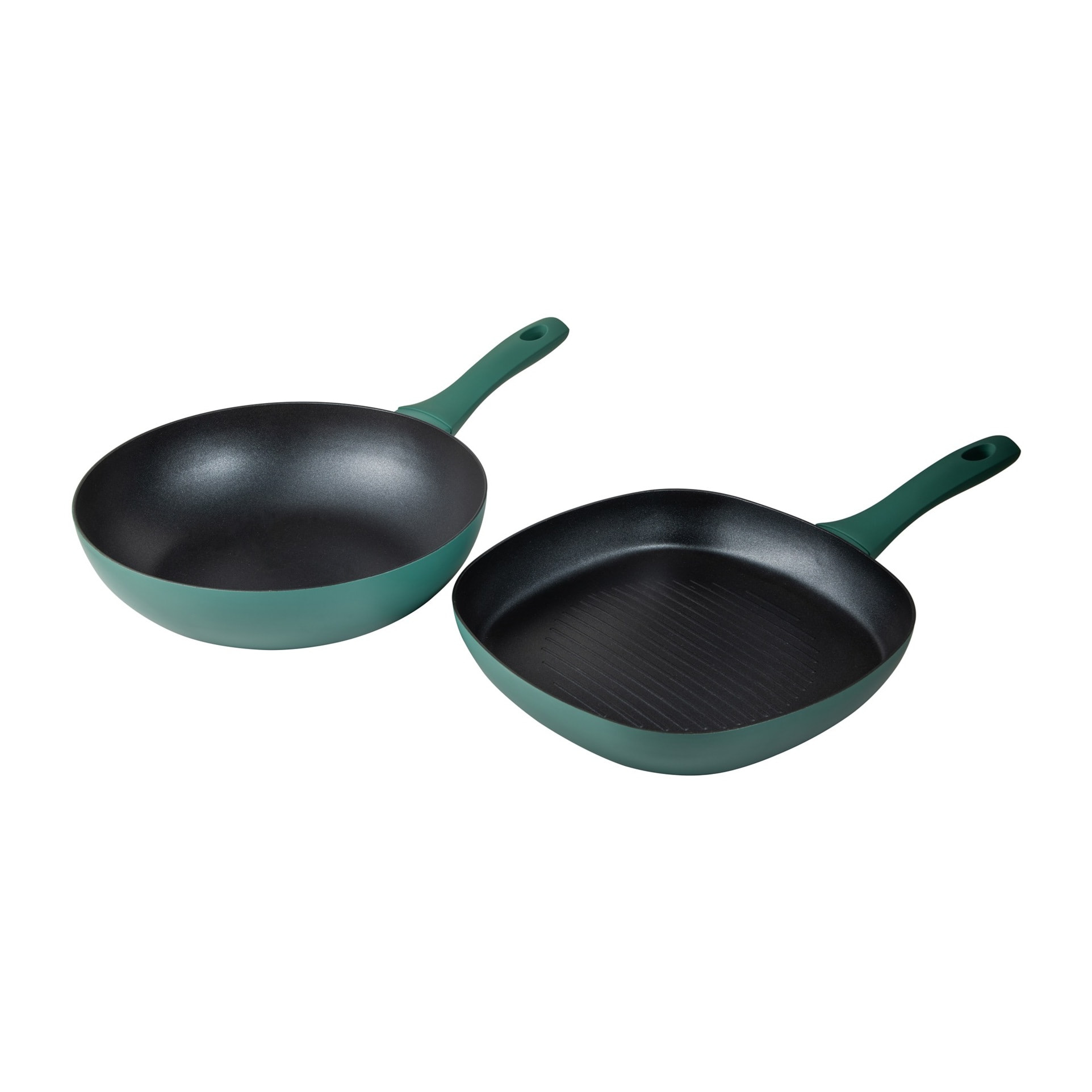 Juego de 2 sartenes aluminio prensado inducción wok + grill san ignacio media