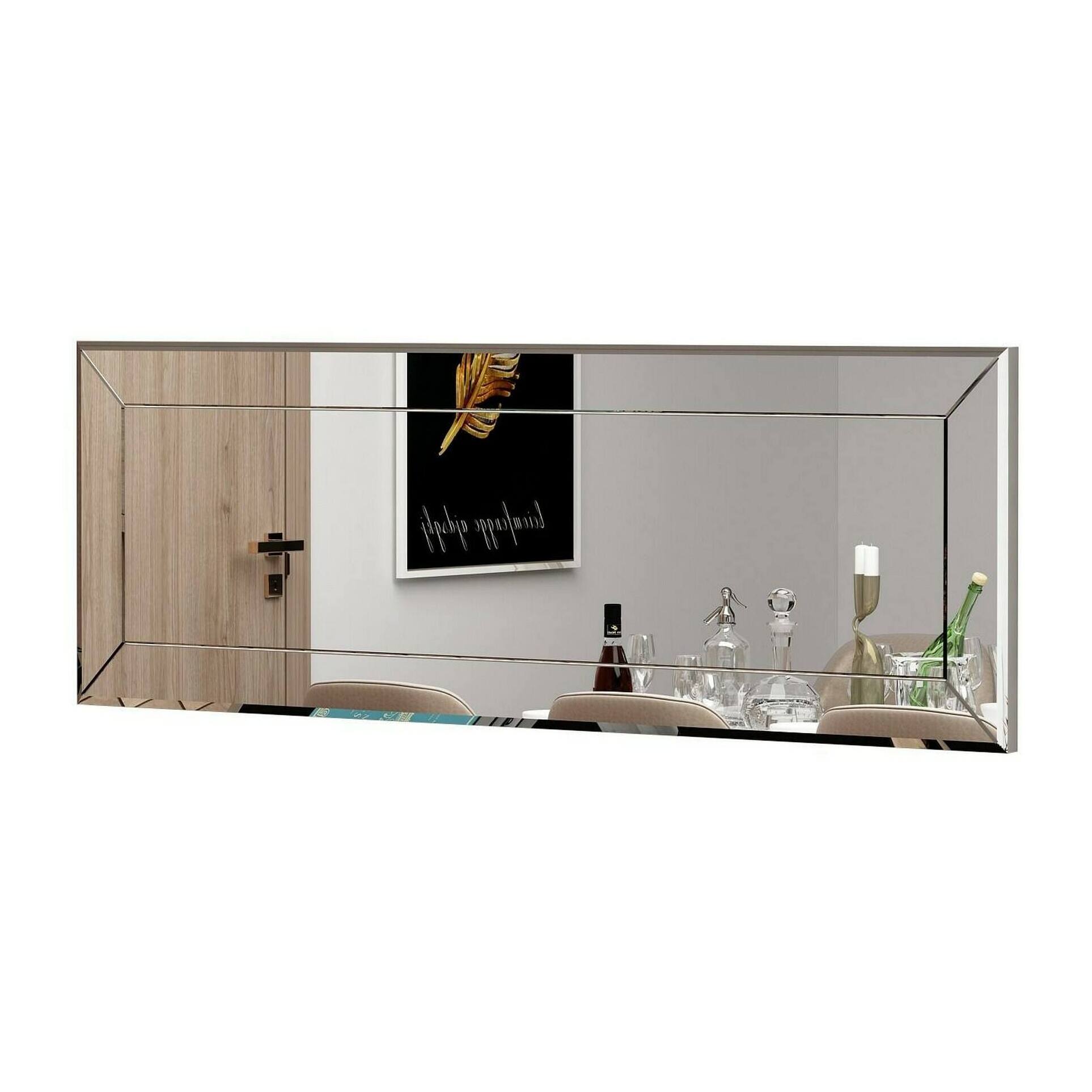 Specchio Dpesol, Specchiera, Articolo d'arredo a muro, Decorazione con specchio, 40x2h120 cm, Bianco