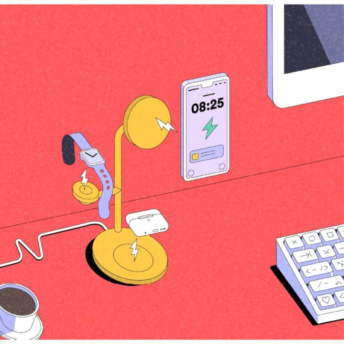 Chargeur CASYX 3 en 1  Charge rapide Qi2 rouge