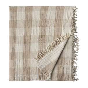 Plaid imprimé en gaze de coton, DAISY, Beige nude