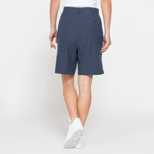 BERMUDA CON PIEGHE IN IN TESSUTO LINO COTONE