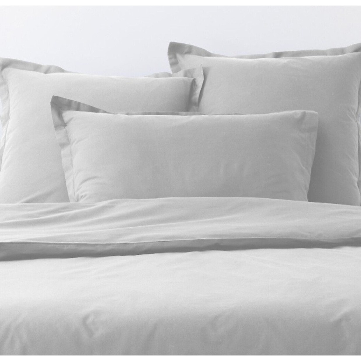 Parure De Drap 3pcs et Drap Housse 90x190cm Coton 57fils/cm2 Gris Clair