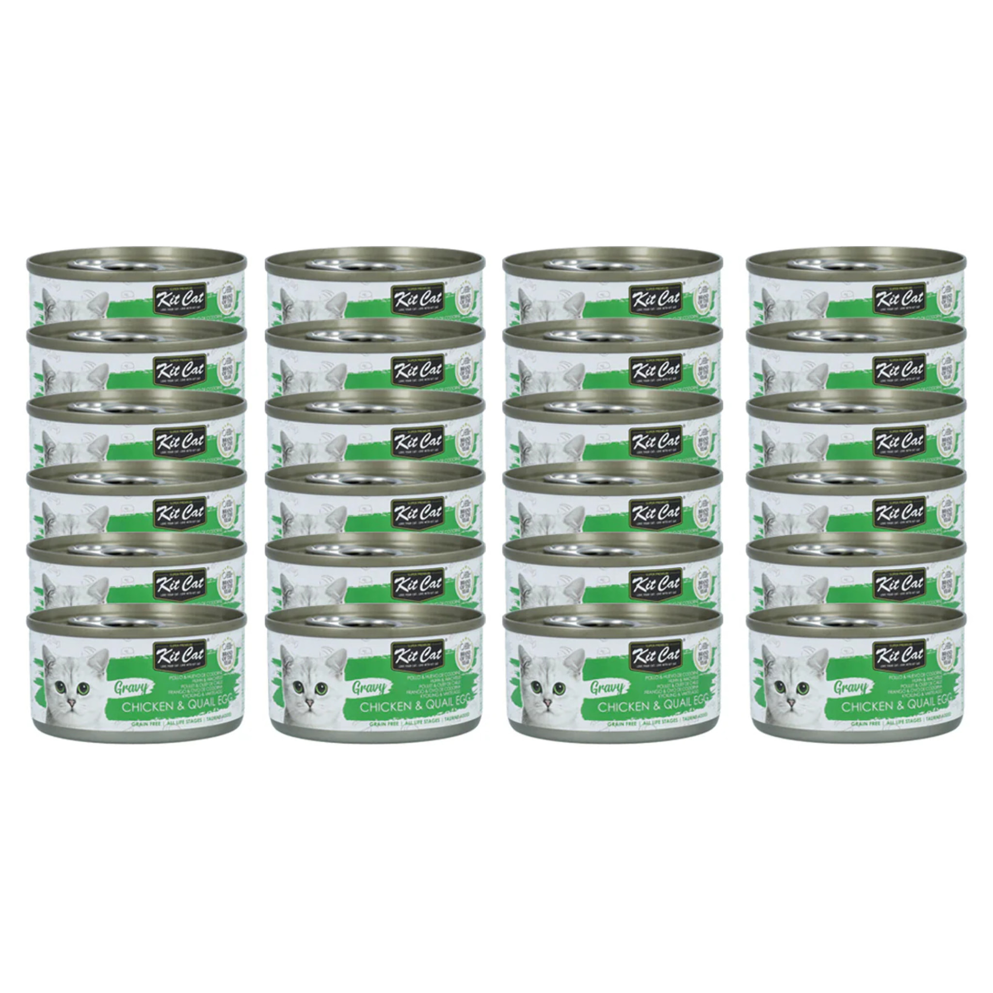 Pack 24x Kit Cat Lata Gravy - Pollo & Huevo Codorniz 70 g Comida húmeda para gatos en salsa