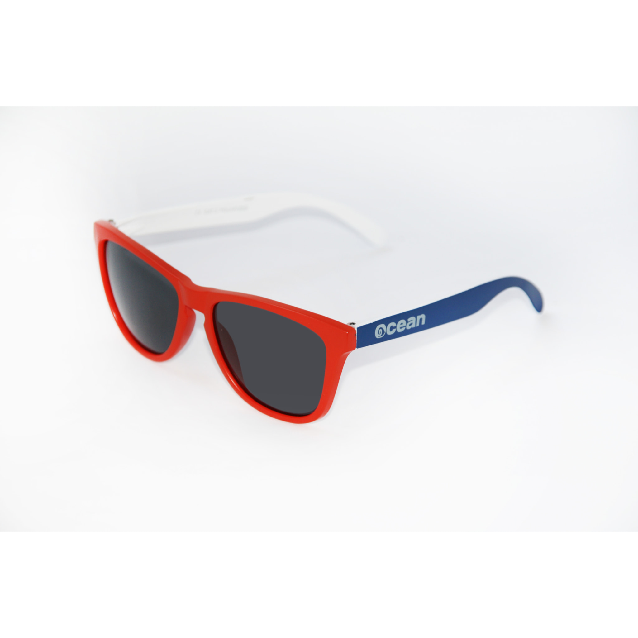 Gafas de sol OCEAN SEA - Frente rojo+brazo azul afuera blanco adentro+lente ahumado