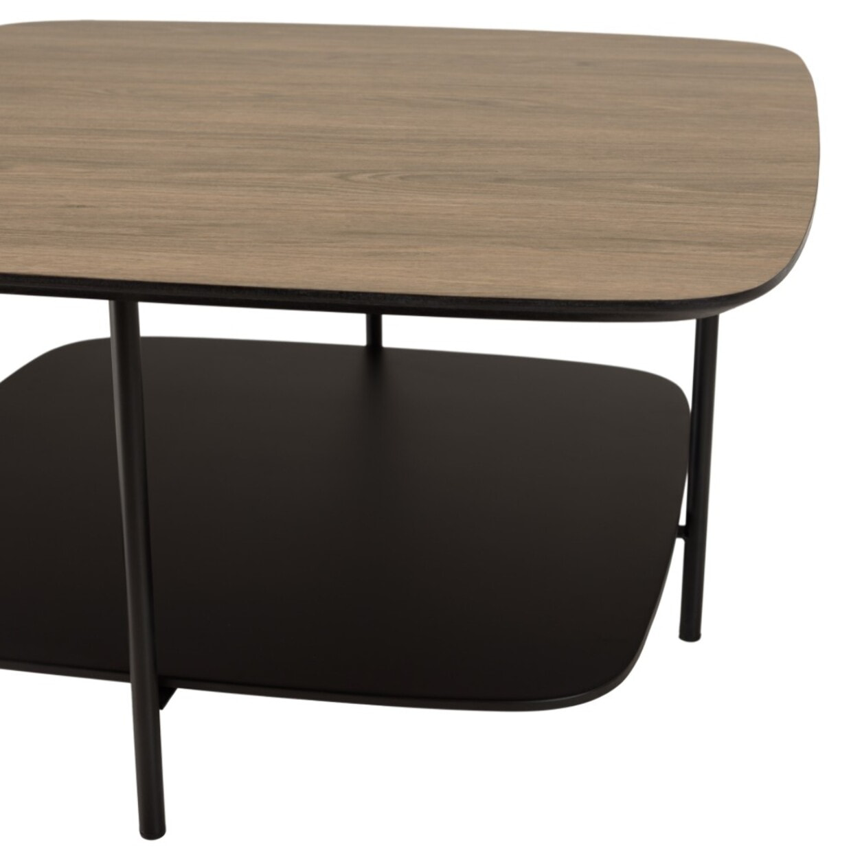 JULIA - Table basse 2 plateaux MM bi-matière mocha/noir pieds métal