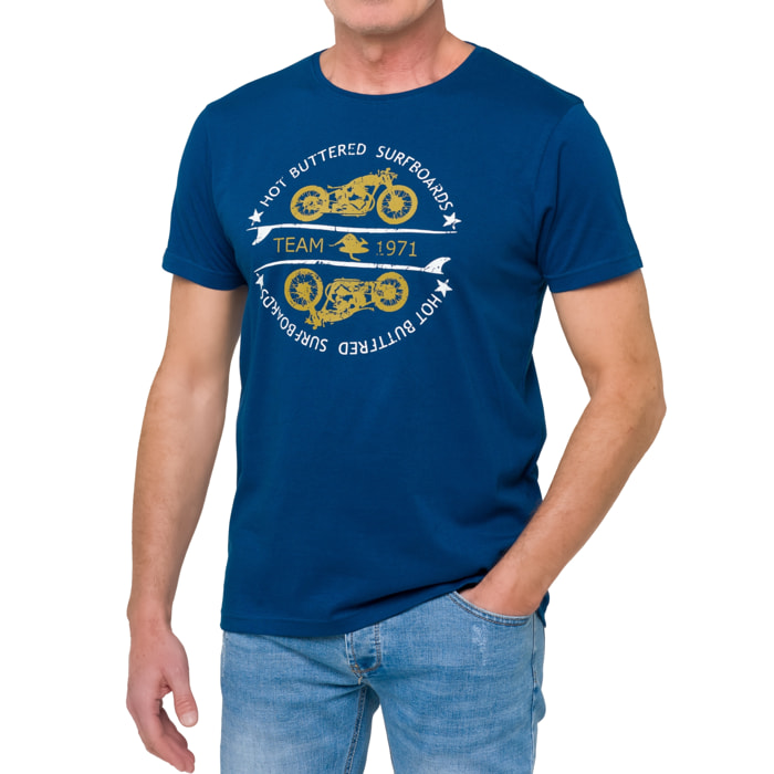 T-shirt in cotone 150 gr Hot Buttered Thunder blu.