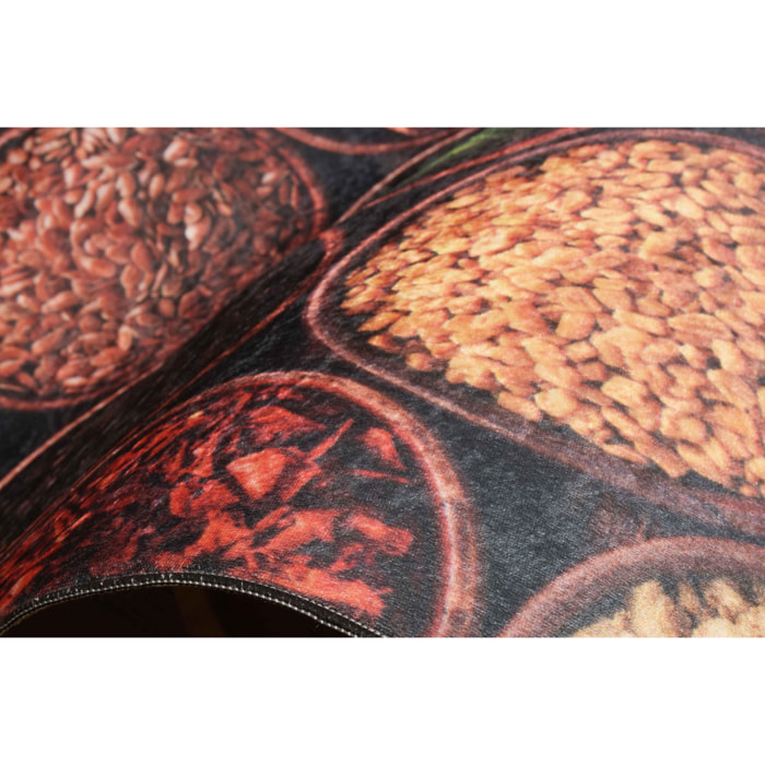 Stampa - tapis de cuisine motif épices antidérapant et lavable en machine à 30°C, multicolore