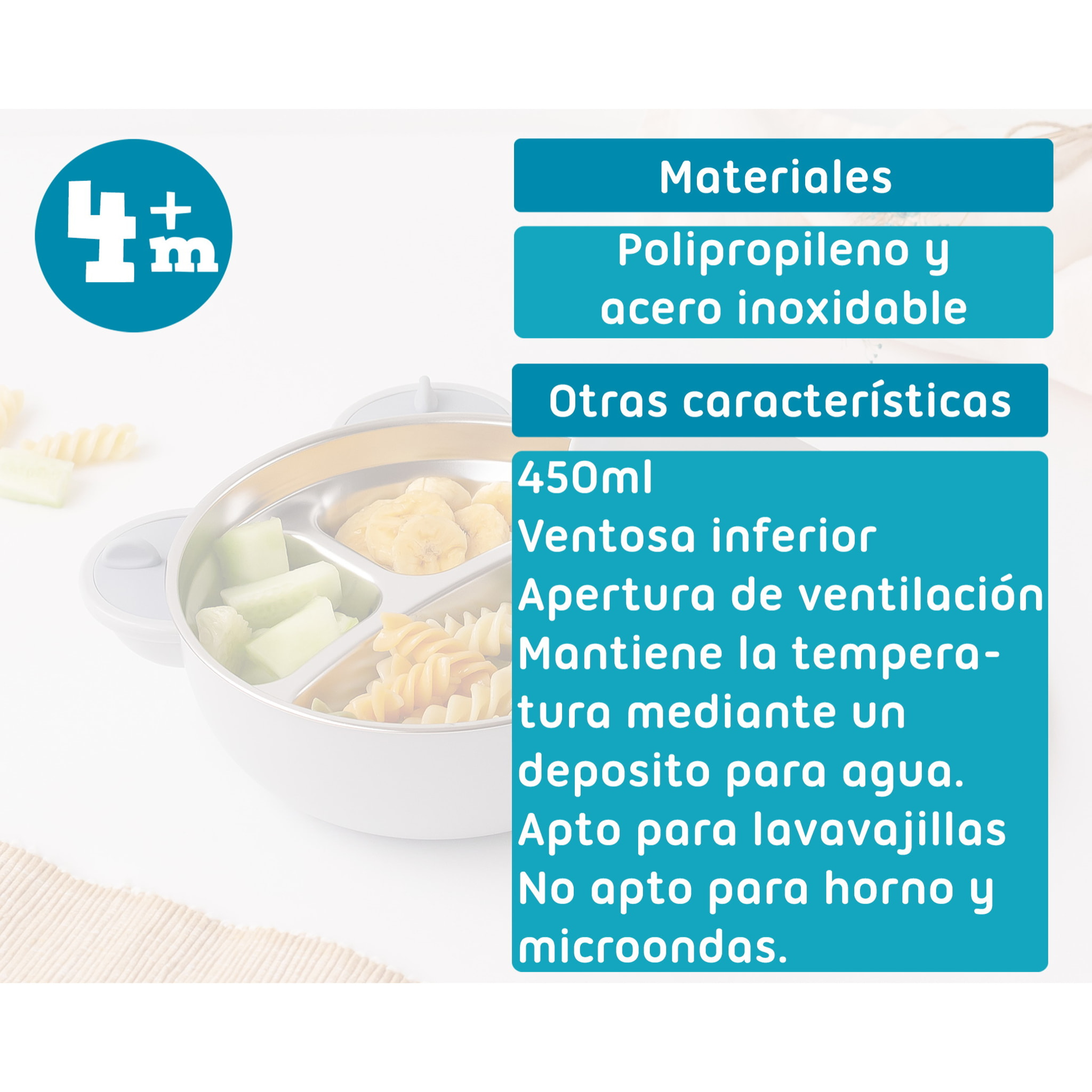 RECIPIENTE TÉRMICO PARA ALIMENTOS EN ACERO INOXIDABLE GRIS