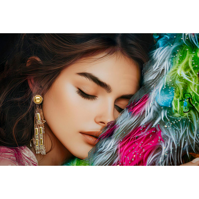 DIPINTO SU TELA LACCATO MOIRA C/CORNICE -B- CM 52X4X102