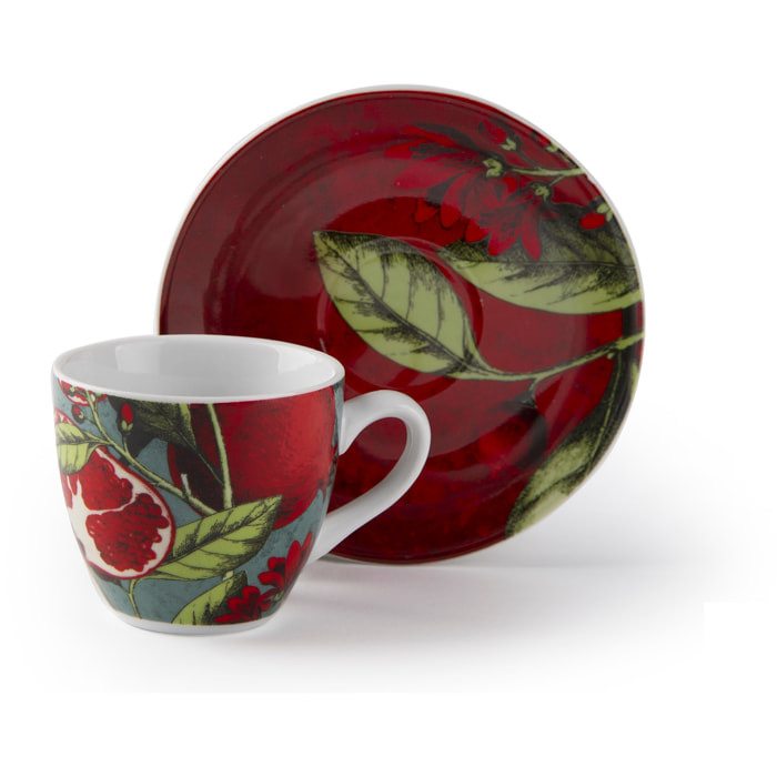 Set 6 Tazzine Caffè con Piattini Excelsa – Granada, Porcellana Multicolore