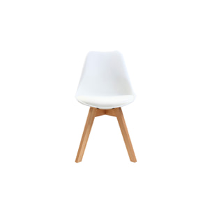 Chaises scandinaves blanc et bois clair massif (lot de 4) PAULINE