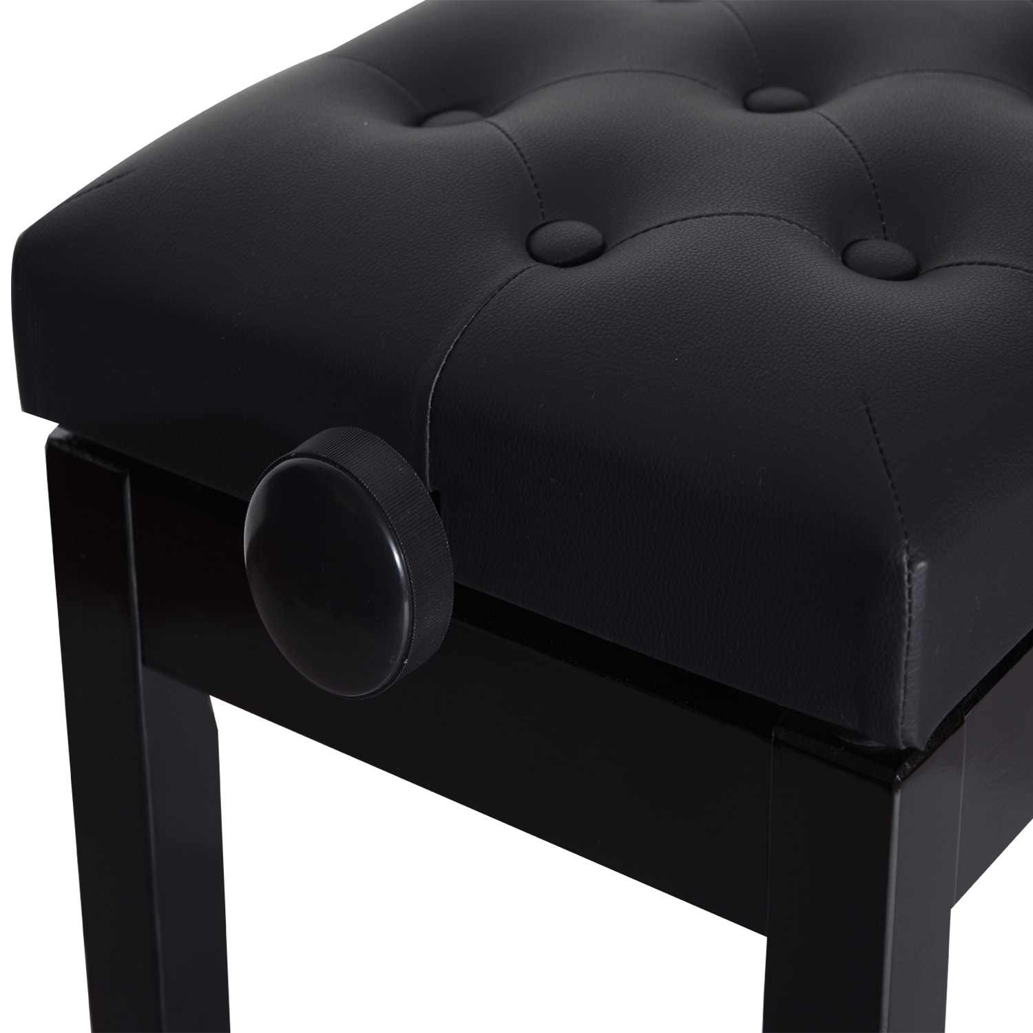 HOMCOM Banquette piano tabouret siege hauteur reglable noir bois revêtement synthétique