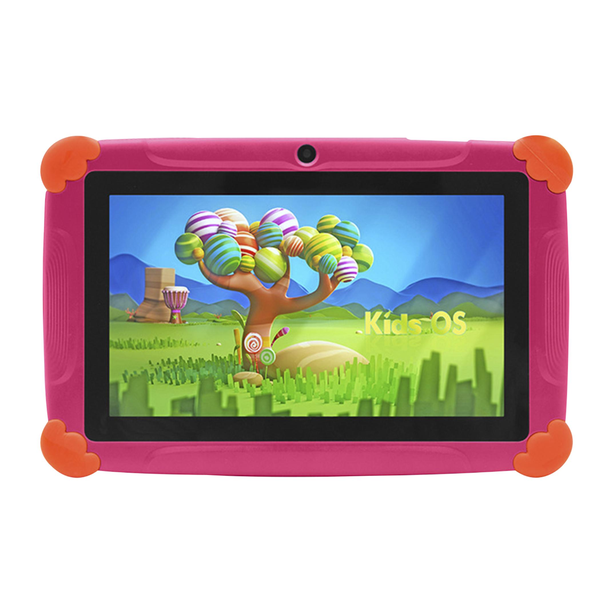 Tablet per bambini WiFi K77. Sistema operativo Android 7. Schermo da 7 pollici 1024x600px. MTK8321 Quad-Core da 1,3 GHz, 1 GB di RAM + 8 GB. Doppia fotocamera.