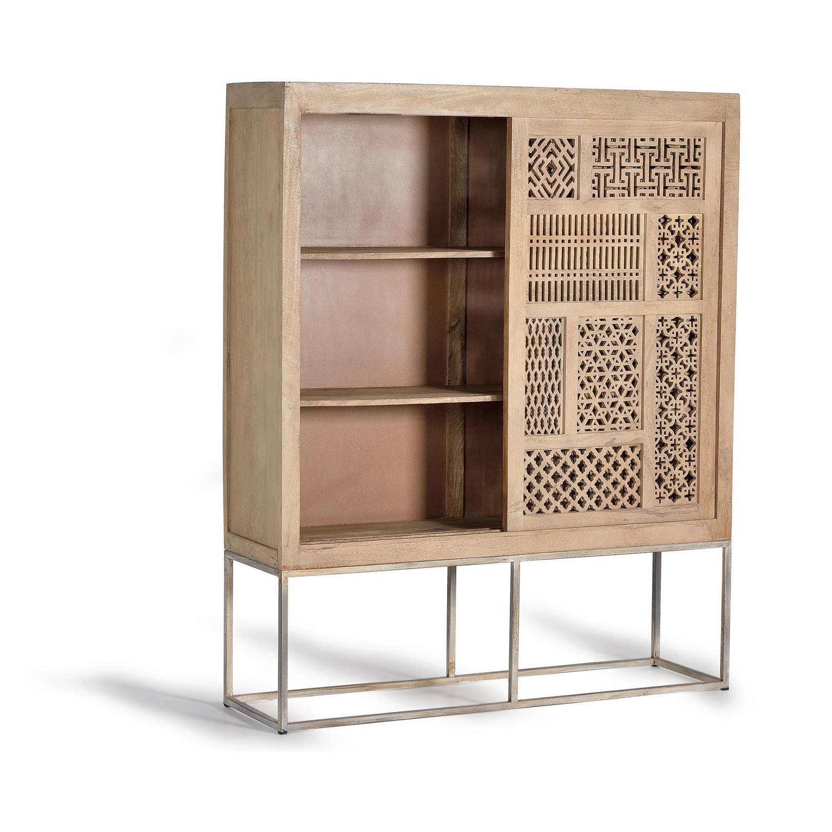 Alacena de Madera de Mango 140 Cm Estilo Boho Tallado