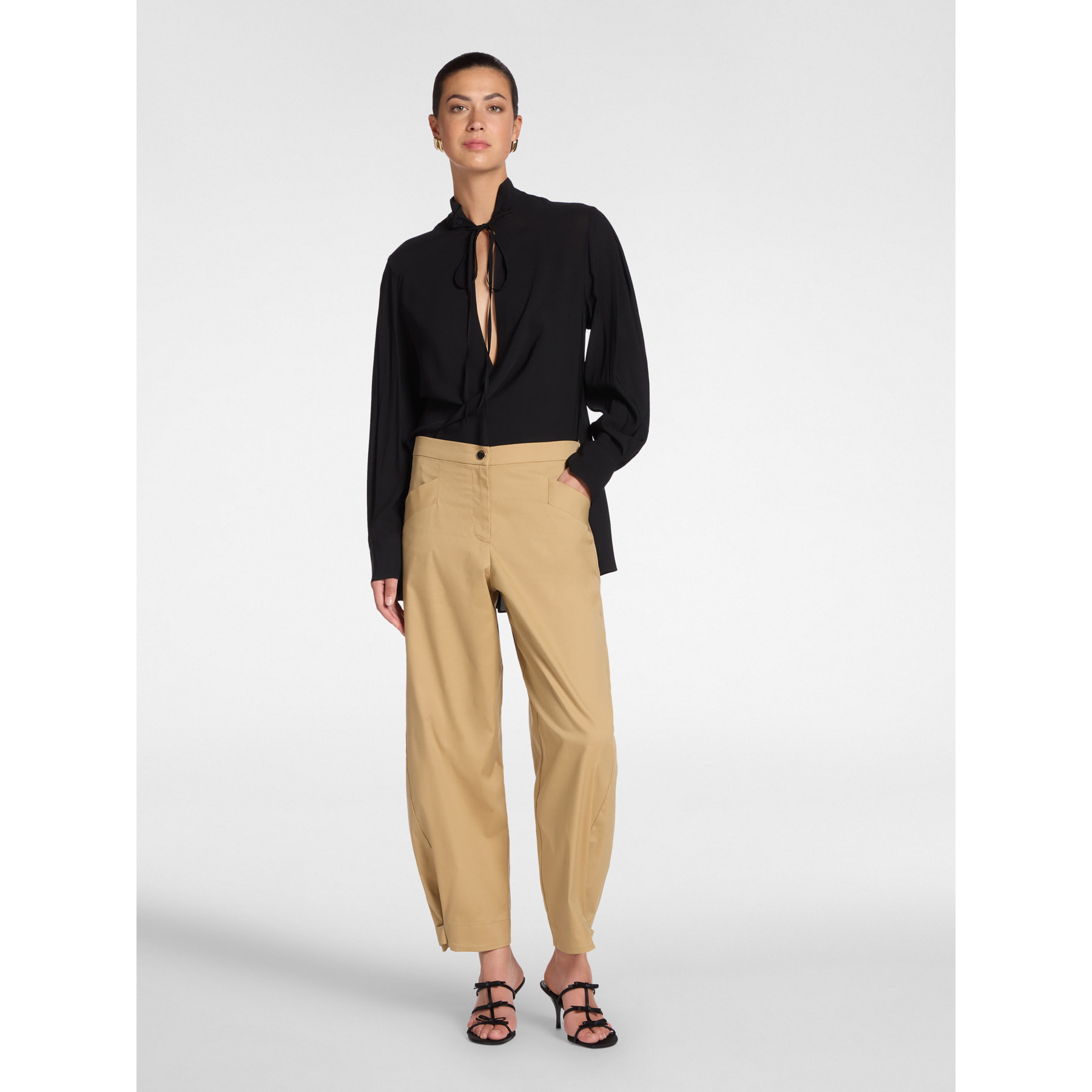 Elena Mirò - Blusa in crêpe de Chine - Nero