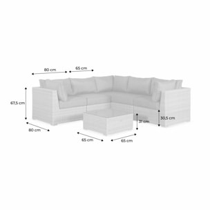 Salon de jardin résine tressée arrondie 5 places VITTORIA