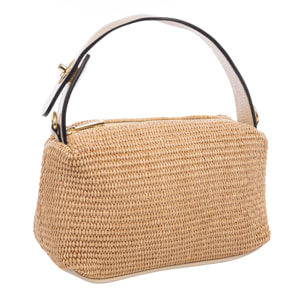 Baselice Bolso de mano Mujer. Fabricado en paja y piel auténtica Dollaro.