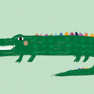 Affiche enfant crocodile vert  Affiche sous cadre bois