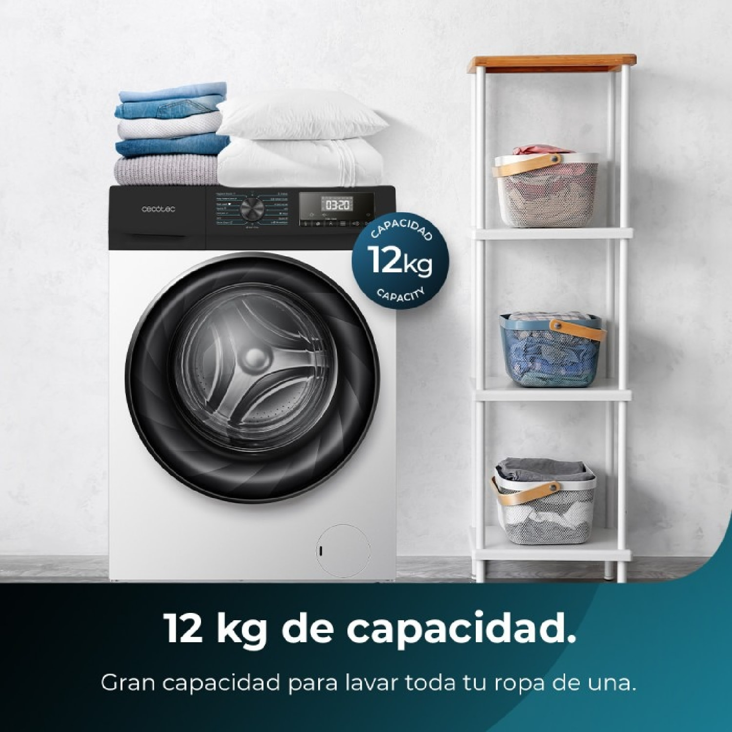 Cecotec Lavadora de carga frontal Lavadora Bolero DressCode 12700 Inverter A