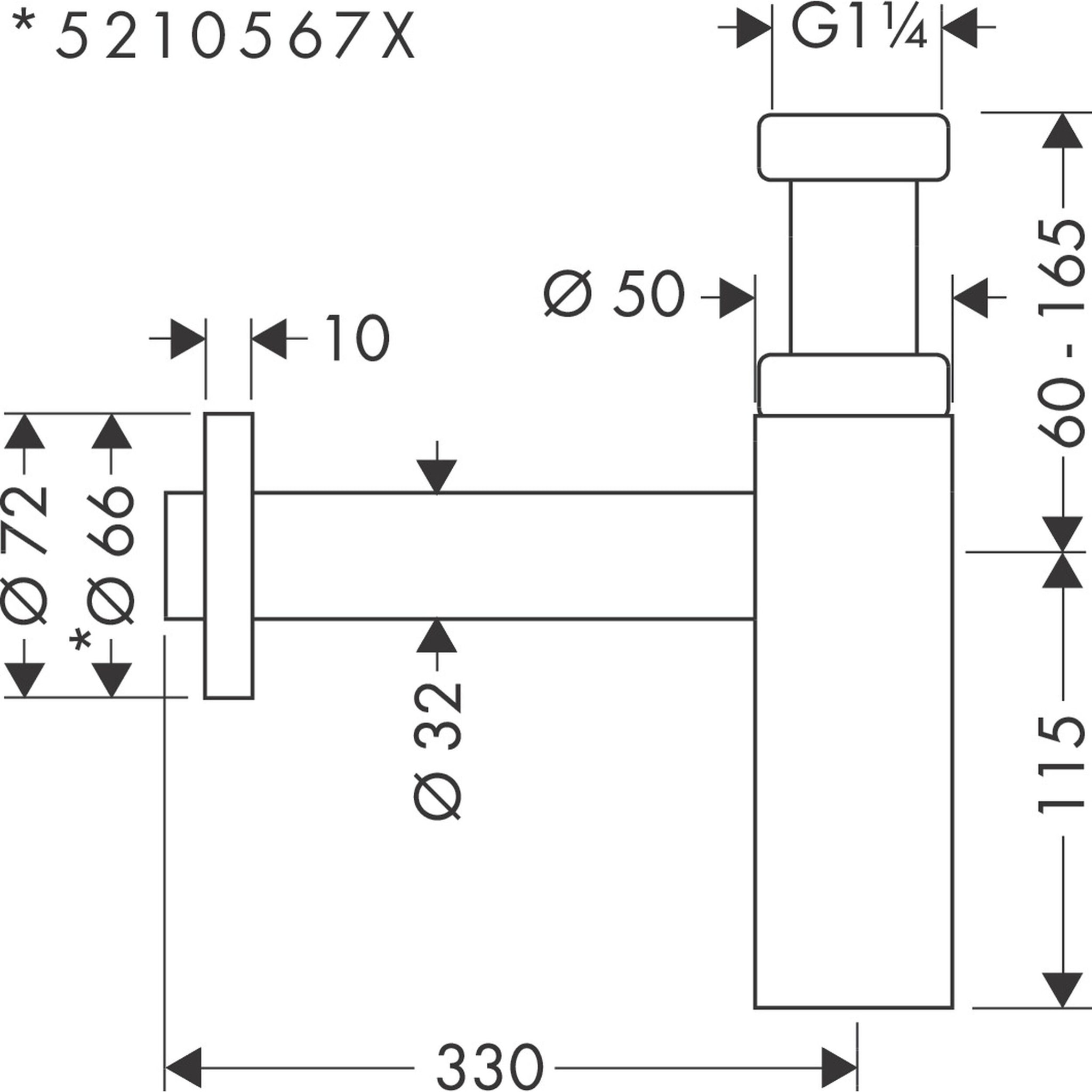 Siphon design Lavabo Flowstar S, Noir mat