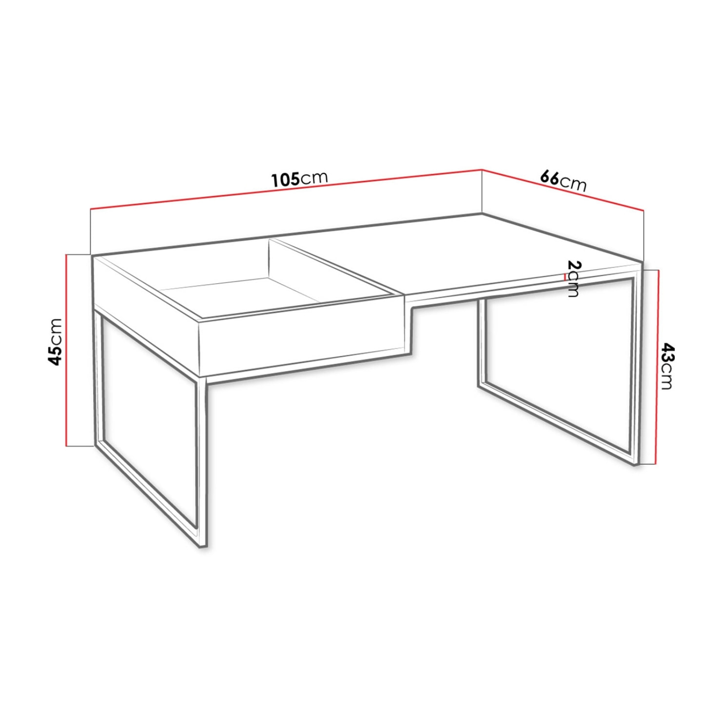 Tim - table basse - bois et métal noir - 105 cm - style industriel - Bois