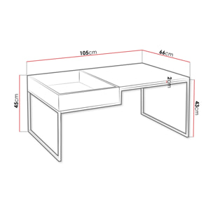 Tim - table basse - effet bois et métal noir - 105 cm - style industriel - Bois