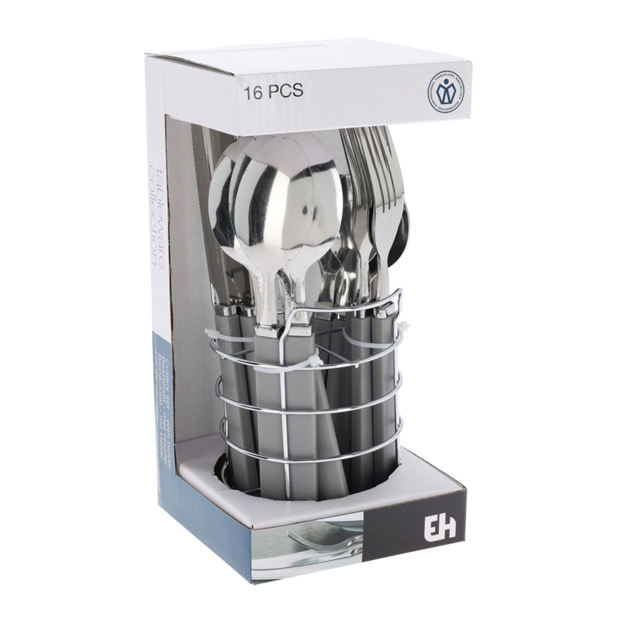 Well home juego de 17 cubiertos en soporte - acero inoxidable con mango de pp