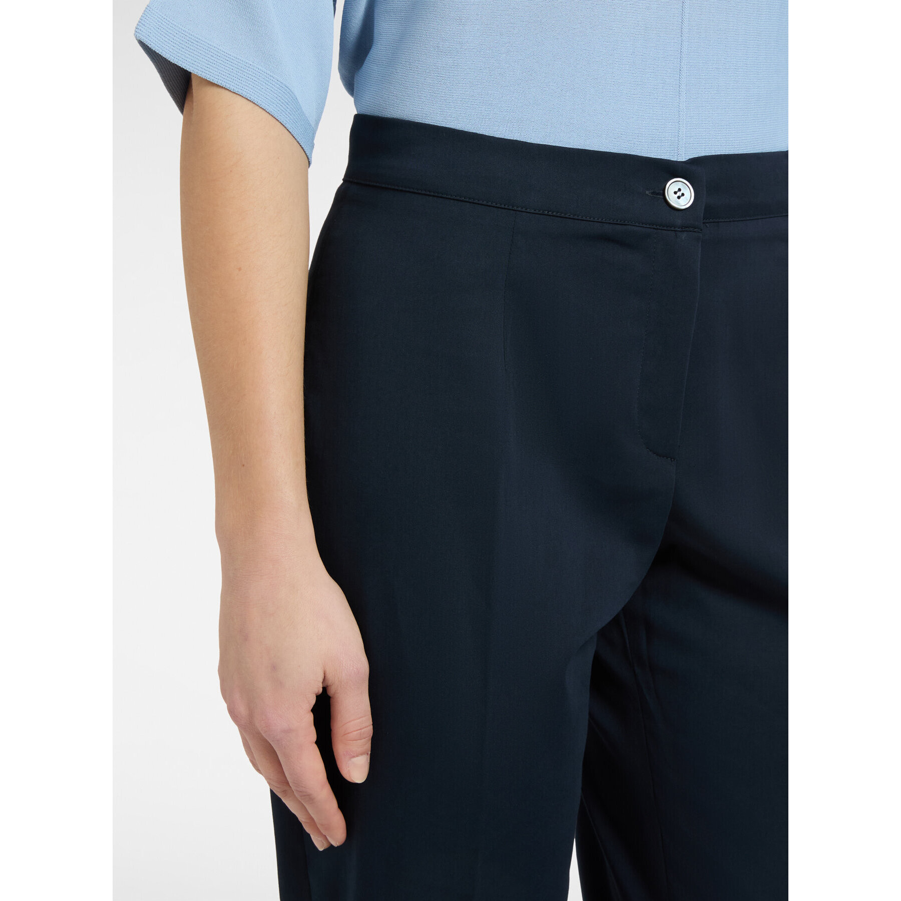 Elena Mirò - Pantaloni dritti in raso stretch - Blu