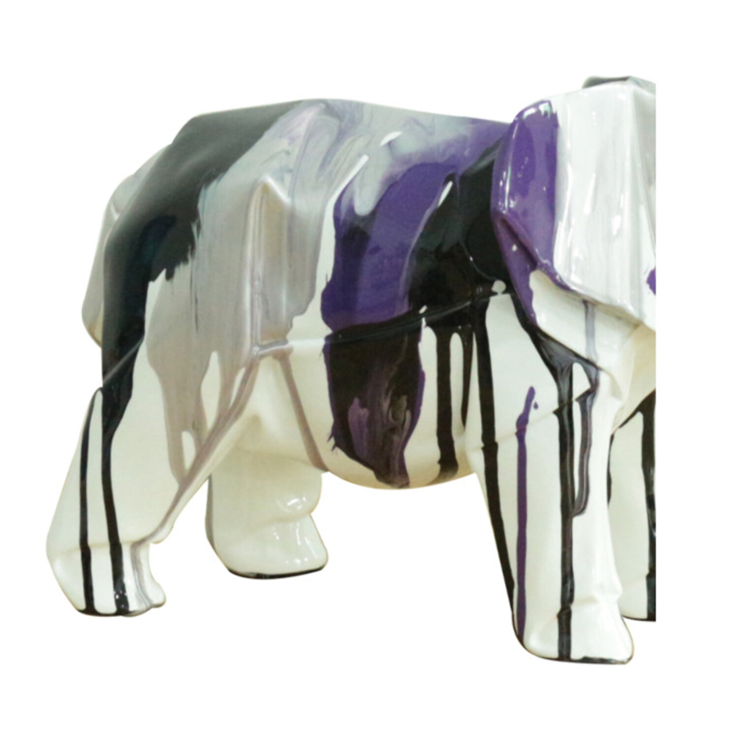 Statuette éléphant en résine noir, argenté, violet H21cm - ELEPH 5