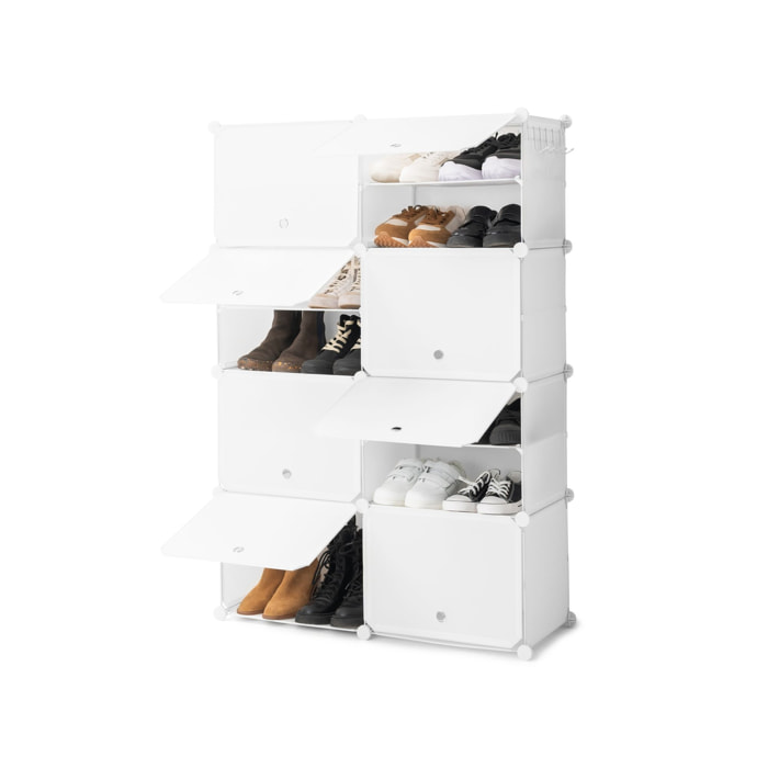 Scarpiera modulare portatile - 28 paia - bianco - 84x128x32 cm