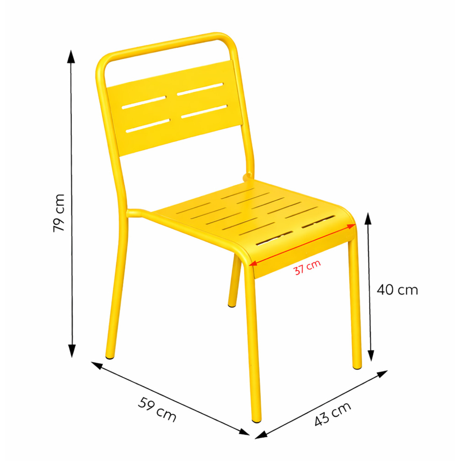 Lot de 2 chaises de jardin empilables jaunes EVORA