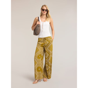 Motivi - Pantaloni palazzo in twill misto lyocell - Verde militare