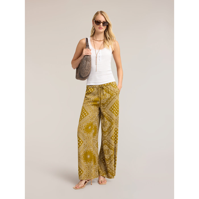 Motivi - Pantaloni palazzo in twill misto lyocell - Verde militare