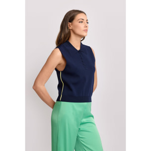 Kocca - Maglia senza maniche Donna, Tinta unita, Colletto di camicia