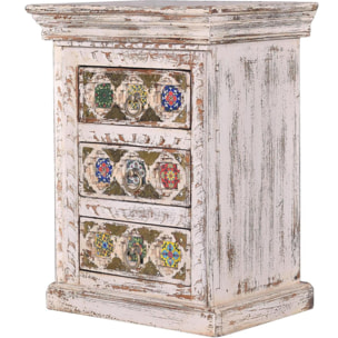 Mueble auxiliar - Madera de Mango, Cerámica y Bronce - 45x35x60cm