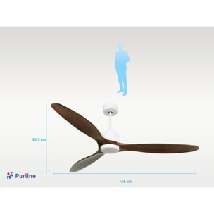 Ventilador de techo Reversible Termostato Dimable Wifi Motor DC Techos Inclinados Mando a Distancia Luz tres tonos Hypersilence Memoria SabaD166C03LED64951 PURLINE