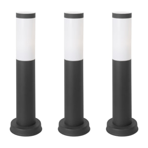 Forlight Koral (3uds) Baliza Exterior para Jardín Resistente al Agua IP55. Bolardo de Acero Inoxidable Gris Urbano 23W