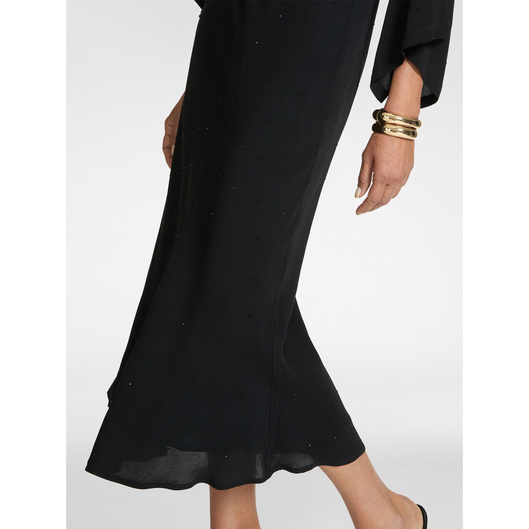 Elena Mirò - Falda larga en A de viscosa bordada - Negro