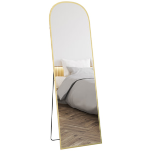 Espejo de Cuerpo Entero Espejo de Pie 50x170 cm Independiente o Pared con Marco de Aleación de Aluminio y Soporte para Sala Dormitorio Baño Dorado