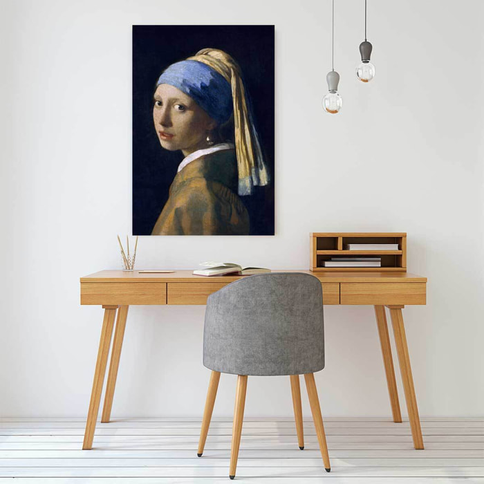Tableau la jeune fille à la perle de vermeer  Toile imprimée