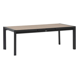 Table de jardin extensible "Évasion" effet bois honey & graphite 10 places en aluminium