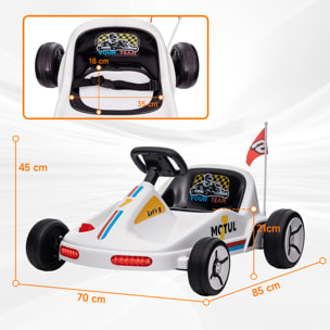 Kart Eléctrico para Niños de +3 Años Kart Eléctrico 6 V con Música Luz Bocina Cinturón de Seguridad Go Kart Carga 50 kg Blanco