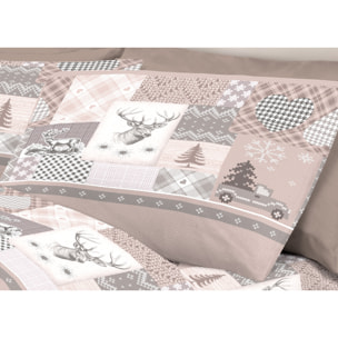 Completo Lenzuola in 100% Cotone Made In Italy Alpi Beige