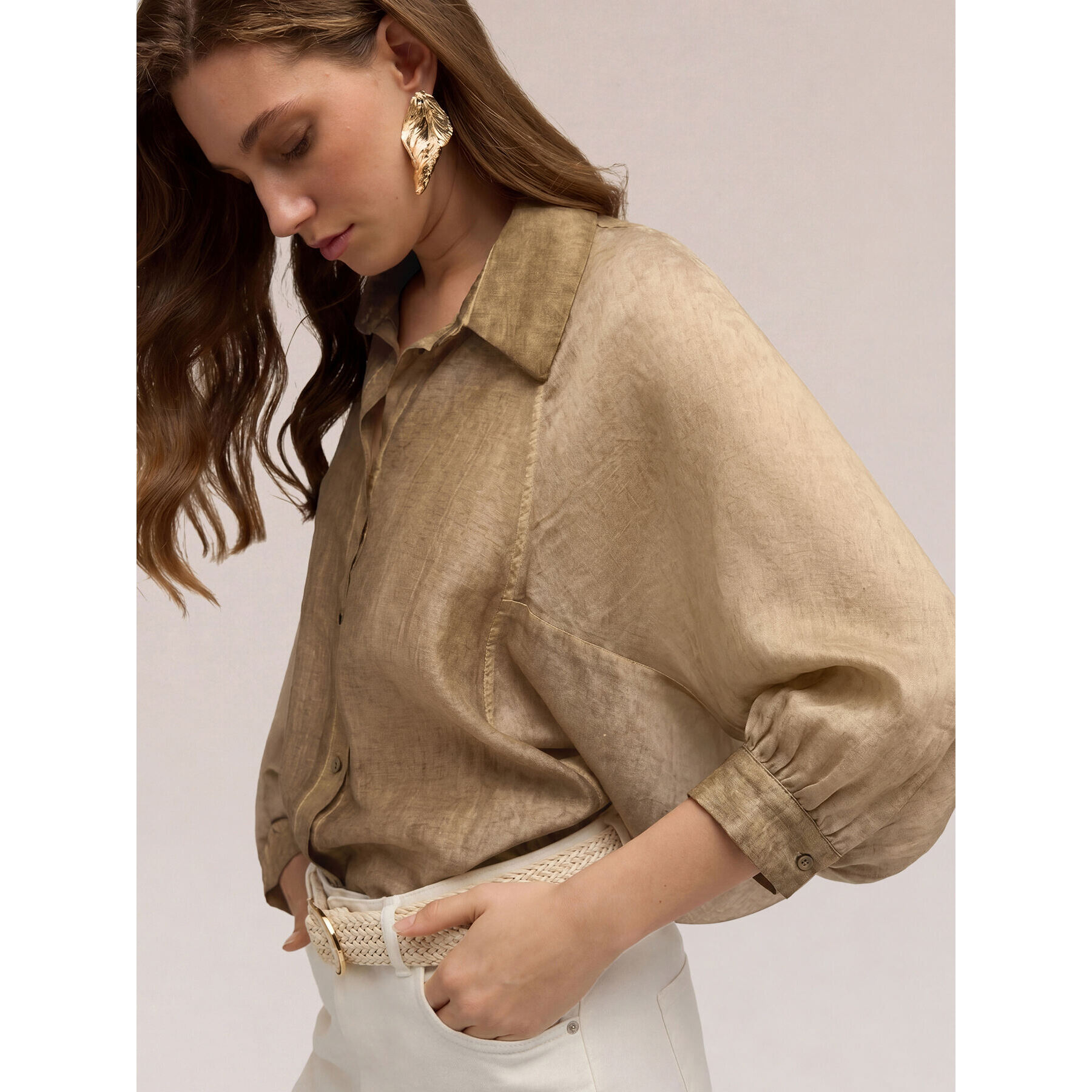Motivi - Camicia over misto lyocell - Beige