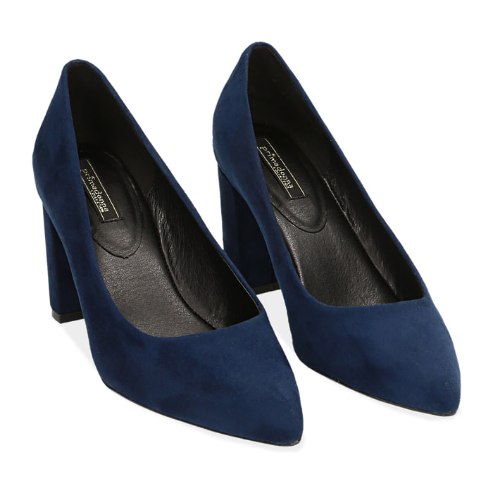 Zapato de tacón azules de microfibra, tacón 7,50 cm