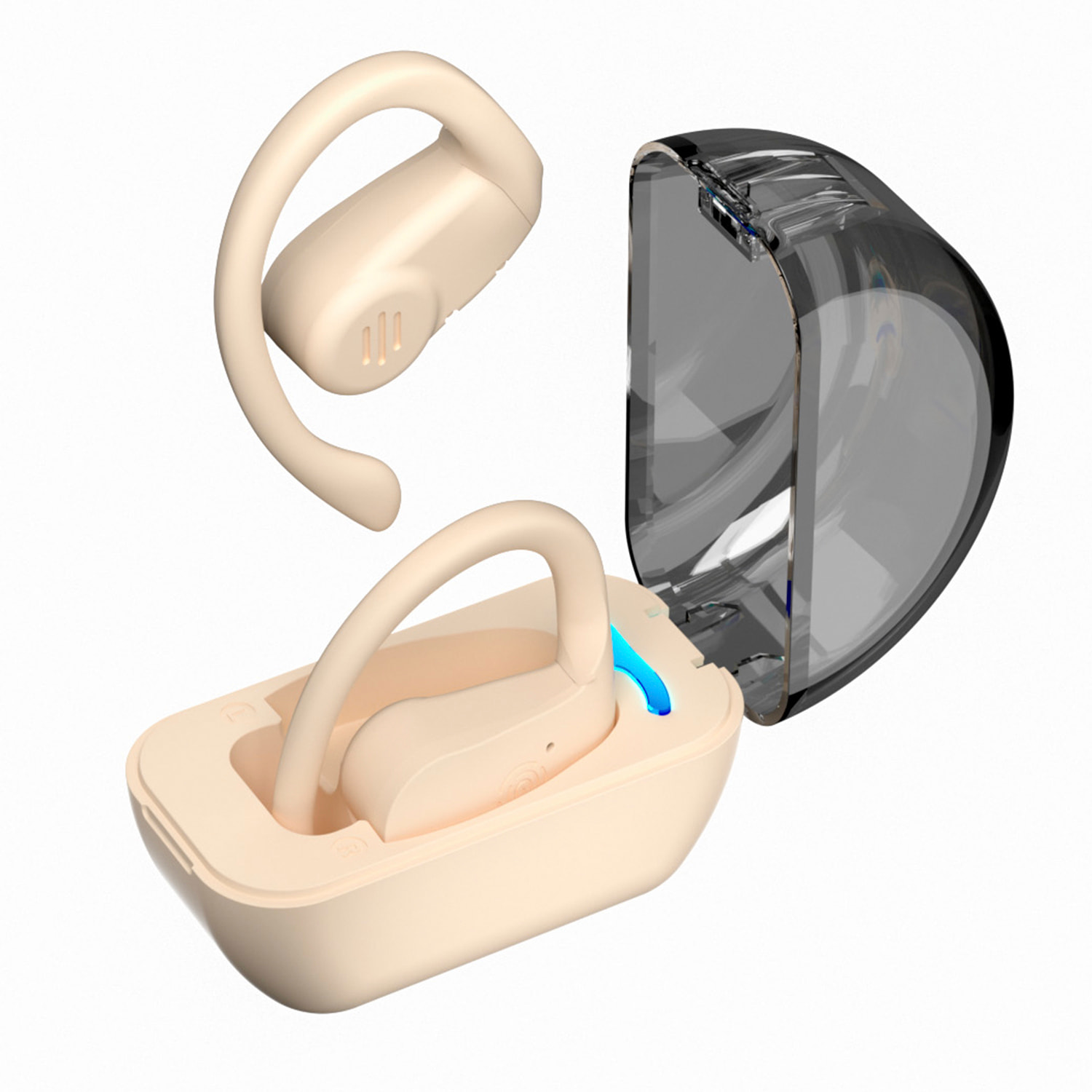 Auriculares supraaurales TWS S8 Bluetooth 5.3. Control táctil. Diseño sin introducir dentro del oído, con gancho para oreja.