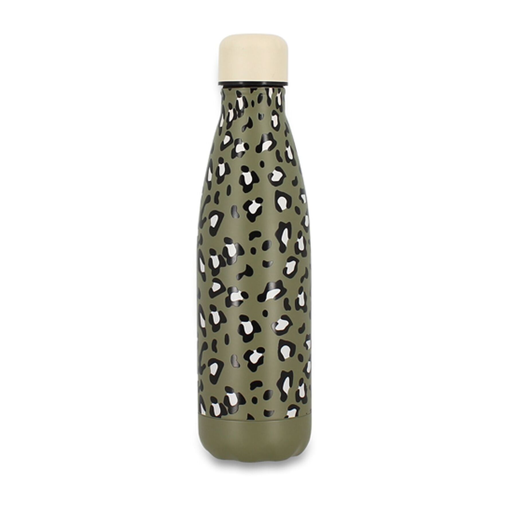 Bouteille animals léopard 500ml en acier inoxydable kaki