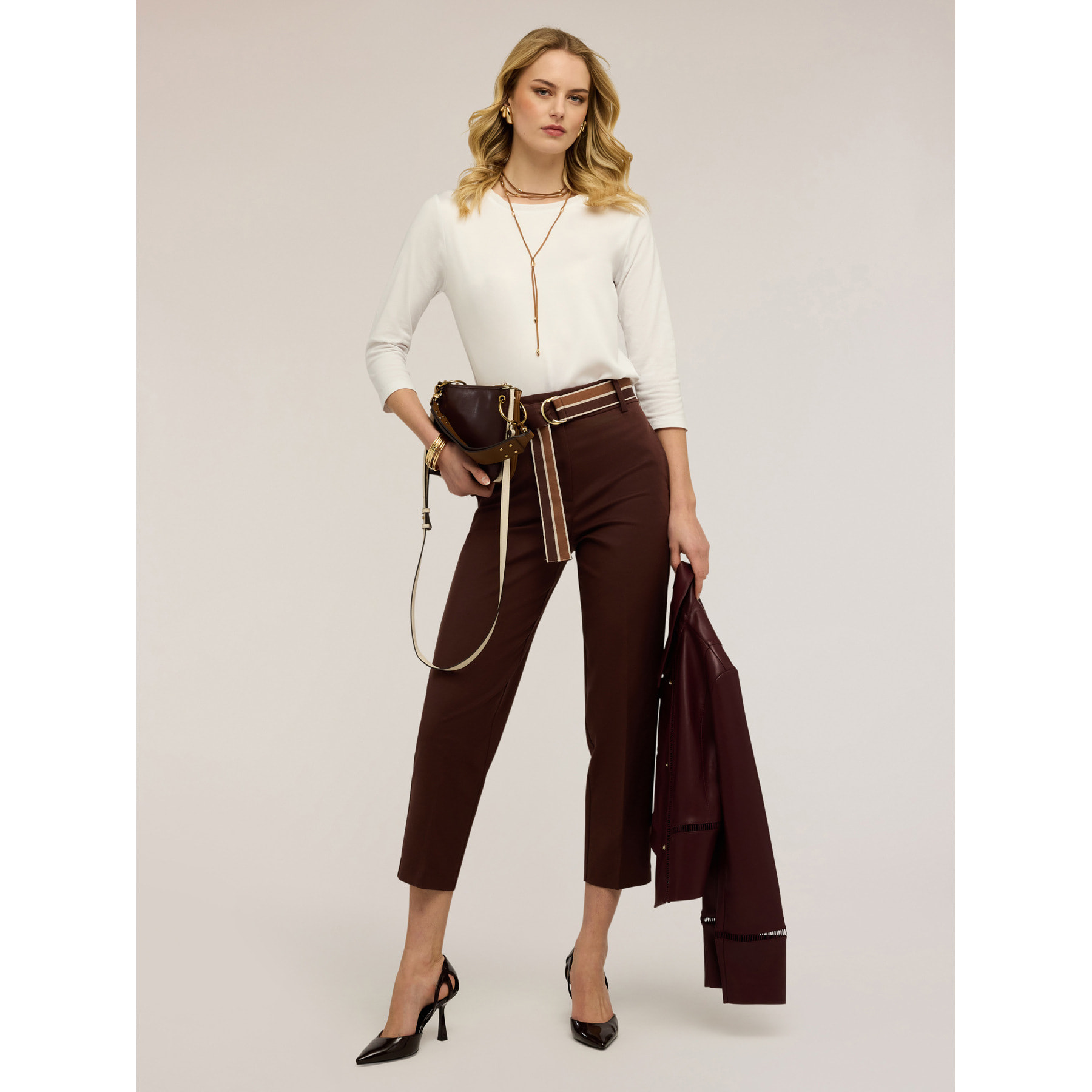 Motivi - T-shirt bimaterica - Bianco